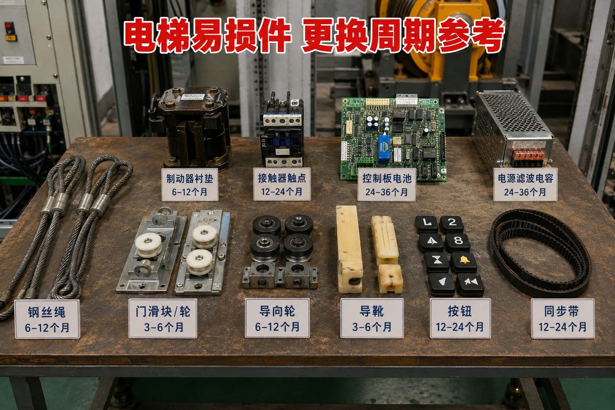 电梯配件更换施工与持证人员作业现场