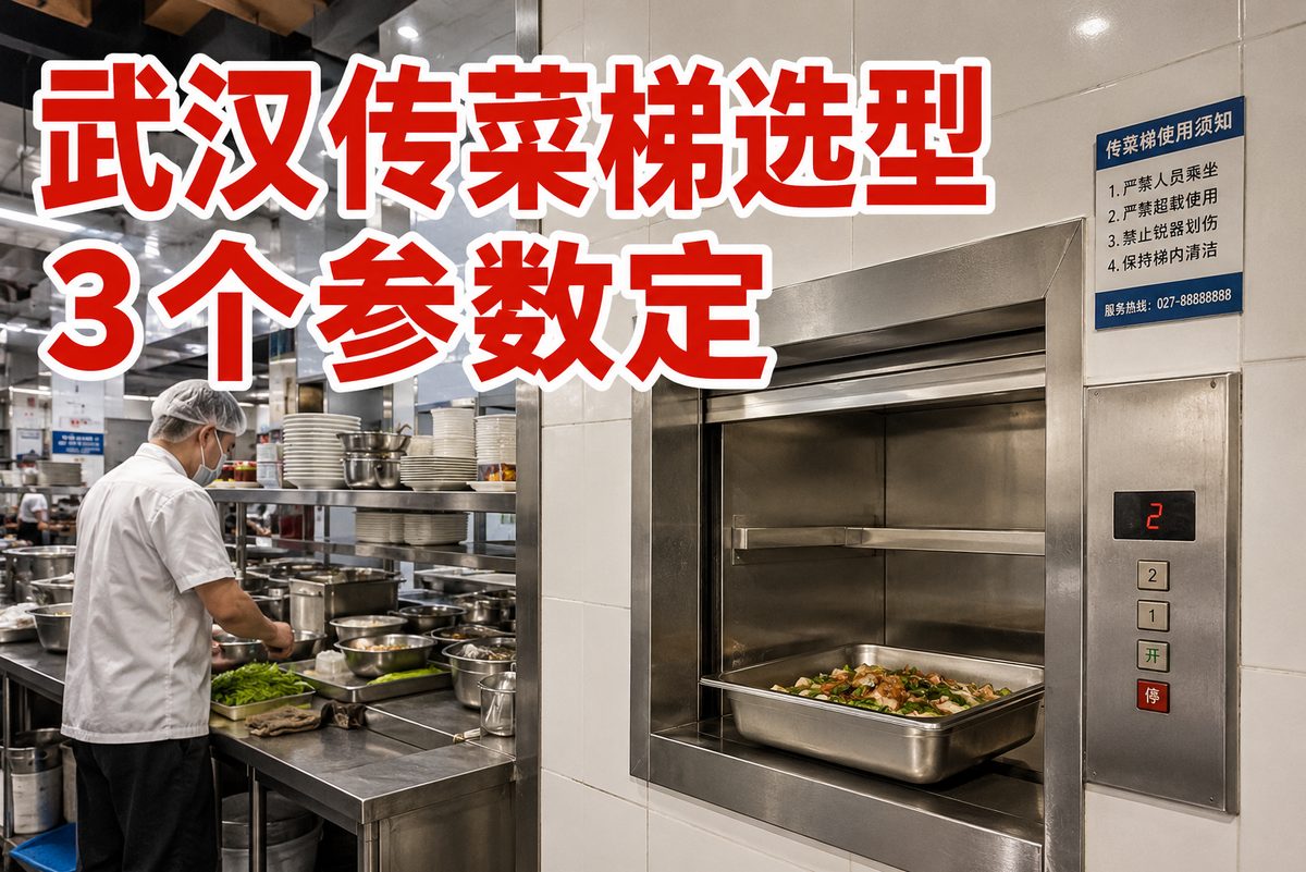 武汉某餐厅后厨窗口式传菜梯安装实景